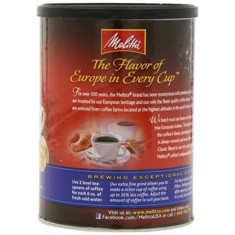 Melitta Coffee Medium Roast Extra Fine Grind Can, Classic Blend,