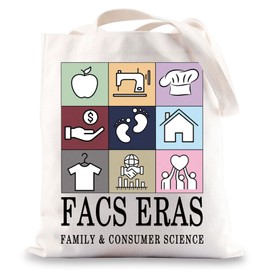 JNIAP FCS Teacher Tote Bag FCS Teacher Gift Home Economic Teacher Gift Family & Consumer Science Shoulder Bag (FACS Eras tb)