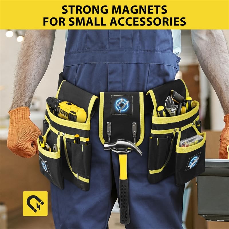 Magnetic Tool Belts for Men, 26-Pockets Oxford Fabric Tool Belt