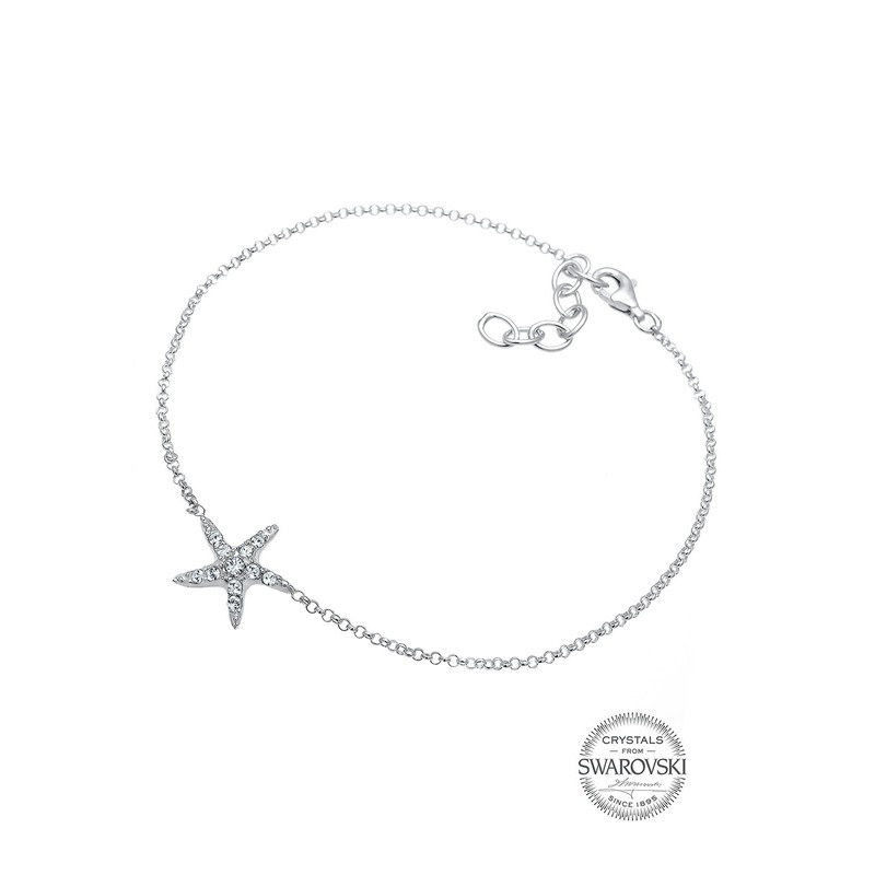 Elli Women's Foot Jewellery Starfish Crystals, Facet cut, Crystal