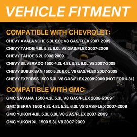 12594512 Set of 8 Fuel Injectors -Compatible with Chevy 2007-2009 Avalanche Express Silverado Suburban 1500 GMC 2008-2009 Savana Yukon 5.3L V8, 4 Holes Replaces OE# 217-2436 FJ977
