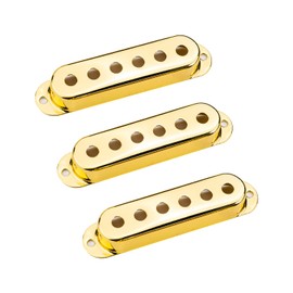 DIAO79NI 3Pcs Single Coil Guitar Pickup Covers (50/50/52mm Pole Spacing), Copper Pickup Mounting Ring Set Guitar Accessories Replacement Part (Gold)