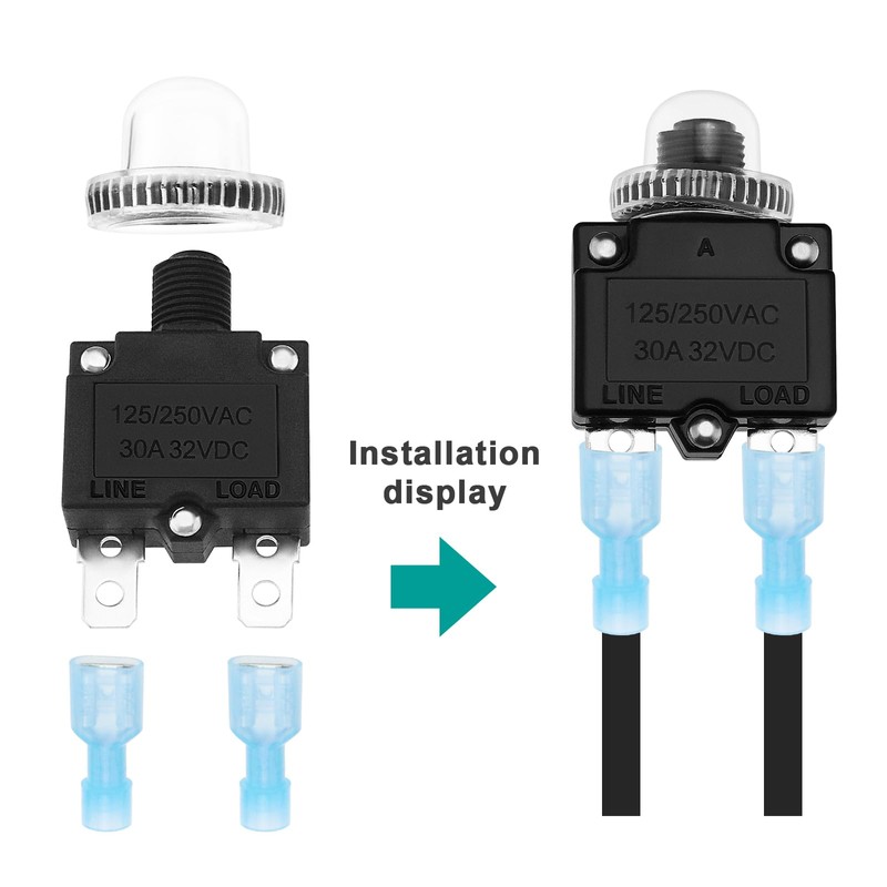 VGOL 10Pcs 5 Sizes Thermal Circuit Breaker with Quick Connect