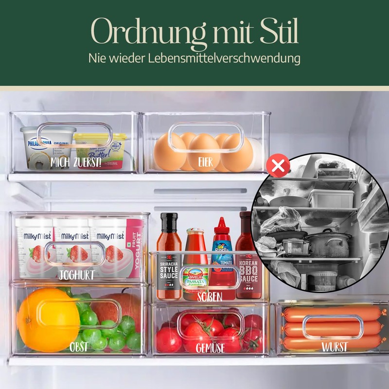 SimpleU Fridge Organiser Stickers, 32 Labels for Food Storage, Kitchen