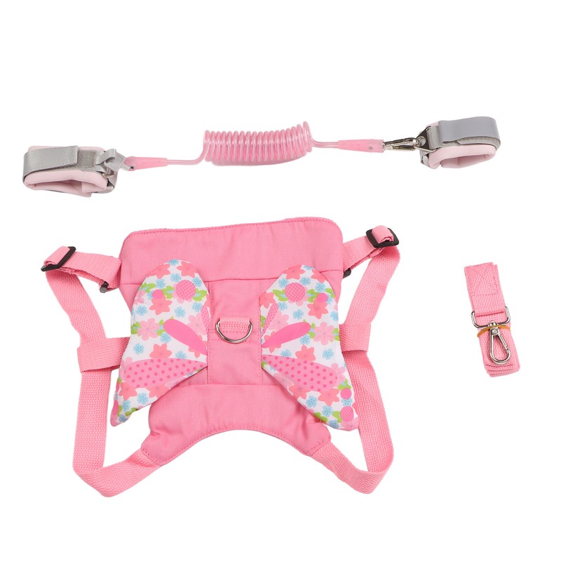 Toddler Harness Leashes with Retractable Wrist Link Pink 1.5M Rope
