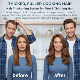 Suero de biotina para el crecimiento del cabello para mujeres y hombres, espesante para el cabello fino, suero para el crecimiento del cabello con bio