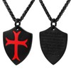 HZMAN Knights Templar Cross Joshua 1:9 Shield Stainless Steel Pendant