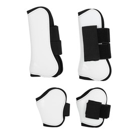 4PCS White PU Shell Horse Front Back Leg Guard Boot Wrap Protector Riding Equipment During Jumping Obstacles