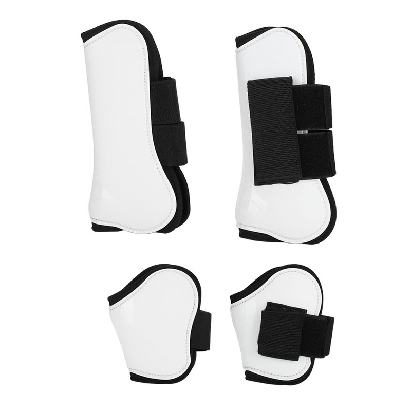 4PCS White PU Shell Horse Front Back Leg Guard Boot