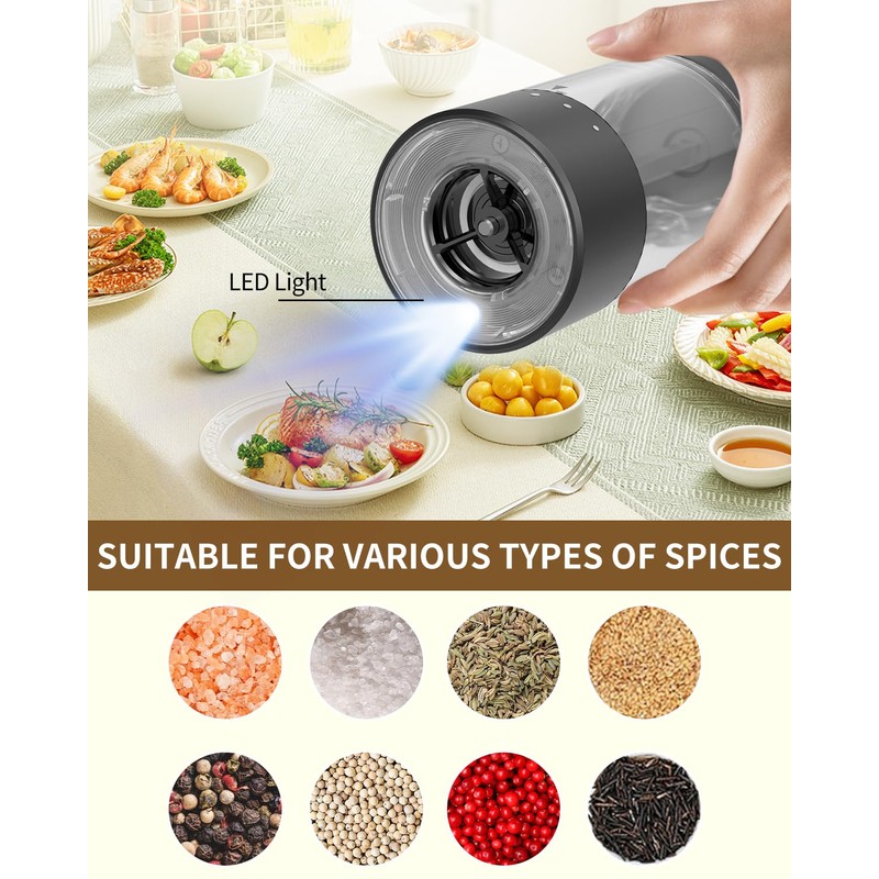 CIRCLE JOY Electric Salt and Pepper Grinder Set Rechargeable Salt