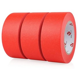 BOMEI PACK Red Painters Tape 2 inch Wide, 3 Rolls Red Masking Tape 2 inch x 60 Yards (180 Total Yards) Residue-Free Painting Tape for Labeling, DIY Crafting, Decoration and School Projects
