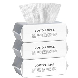 Toalla facial desechable, tela de algodón grueso, 100% algodón, sin pelusas, toallitas secas sin aroma, toallitas para quitar el maquillaje, ultra suaves para pieles sensibles