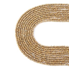 FASHEWELRY 10 cuentas de cristal facetado de 2 mm, cuentas espaciadoras de cristal Rondelle Briolette, chapadas en oro claro, para hacer collares, pulseras y joyas