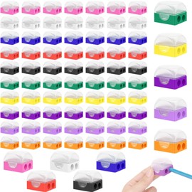 Aodaer 120 Pieces Pencil Sharpener Manual Dual Holes Pencil Sharpeners with Lid Handheld Colored Pencil Sharpeners Bulk for Classroom School Office Home