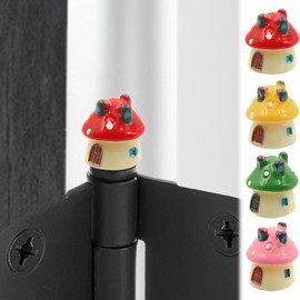 Mushroom House Miniature Hinge Heads Set of 4 - Magnetic Hinge Heads Topper for Home Decoration - Fairy Door Hinge