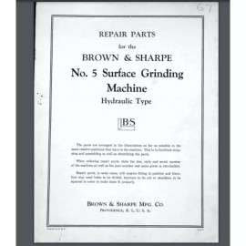 browne sharpe Brown and Sharpe No. 5 Surface Grinding Machine Parts Manual 1943
