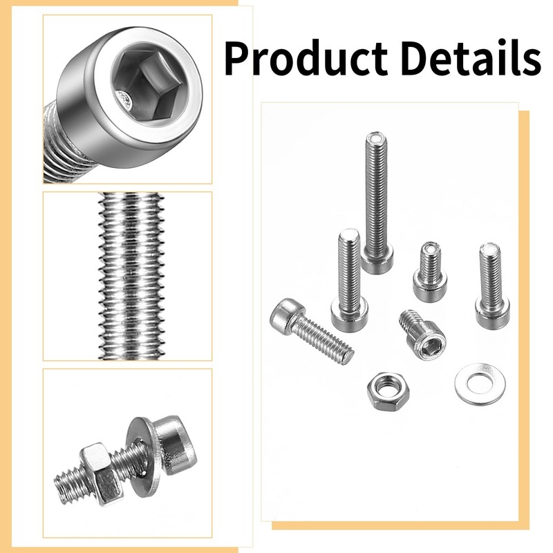 M4 Screws Set, 420 Pieces Cylinder Screws with Hexagon Socket