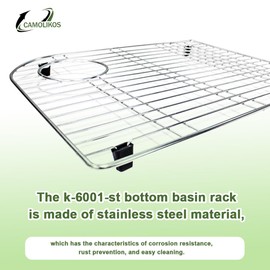 K-6001-ST Bottom Basin Rack Stainless Steel 14.7 Inches by 18 Inches Compatible With K-5931 K-5932 Sink Left Hand Basin