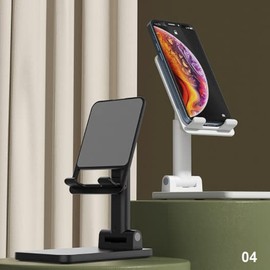 Cell Phone Stand for Desk - Adjustable Angle Height Phone Stand for Desk, Foldable Desktop Phone Holder, Tablet Stand Compatible for Cell Phone/Tablet (White)