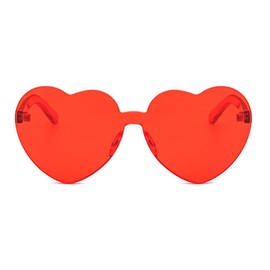 Armear Women Retro Rimless Heart Sunglasses Tinted One Piece Lens Red