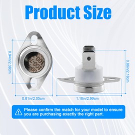 2pcs Limit Switch Replacement, High Temperature Resistant 47-22861-01 Roll-Out Furnace Limit Switch Compatible with Rheem L350 SRL350 350F Manual Reset Universal Oven Thermostat Parts