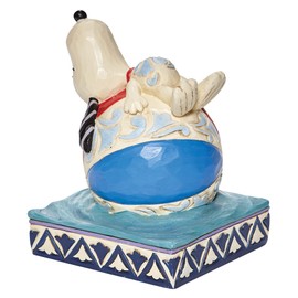 Enesco Peanuts by Jim Shore Snoopy Lounging on a Beach Ball Figurine, Multicolor, 4.625 in H x 3.25 in W x 3.63 in L