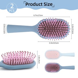 2Pcs Mini Wet Hair Brush, Cute Detangling Hair Brushes Soft Bristle Hair Brush for Most Hair Types, with Ease Knots Without Tears or Breakage