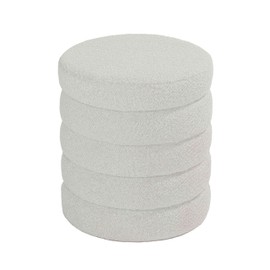 Cortesi Home Morcant Cylindrical Storage Ottoman, Light Grey