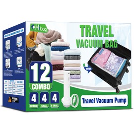Travel Vacuum Bags with Electric Pump, Vacuum Travel Bags for Luggage and Suitcase, Combo 12 Pack
