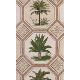 Flannel Back Vinyl Palm Trees Tablecloths- - Assorted Sizes Oblong and Round By Elrene (52 x 52 Square)
