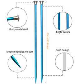 Mdoker 13.8 Inch Anodized Aluminum Knitting Needles,Colored Straight Single Pointed Metal Sweater Knitting Needle for DIY Knitting Projects,Size US 10(6mm)