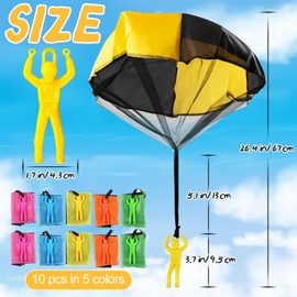 Galenecx Pack of 10 Parachute Toys, Children's Parachute Toy, Parachute Jumper, Hand Throwing Flight Toy, Ideal as Party Gifts and Outdoor Toy