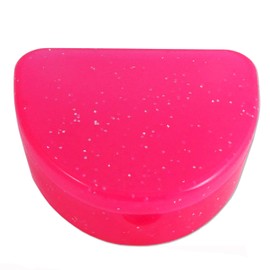 Slim Orthodontic Dental Case - Colour & Glitter Choices for Retainers, Bleaching Trays, Dentures & More (Glitter Pink)