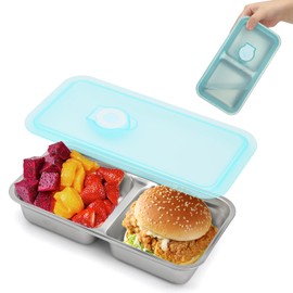 Stainless steel snack containers,Grab and Go Snack Double Containers,Dishwasher - Reusable Condiment Metal Snack Containers with Lids for Lunch,Snacks Dips,Condiment,Travel and Outdoor Camping