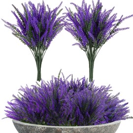 RAINFLOW - Flores artificiales de lavanda – 11 piezas de plantas artificiales de lavanda artificial de plástico morado para el hogar, habitación, ventana, boda, jardín, mesa, jarrón para decoración de