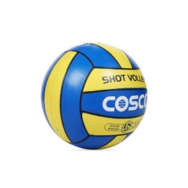Cosco Shot Volley Volleyball | Color: Blue & Yellow | Size: 4 | Material: Leather | Panels: 18 | Circumference (CMS): 65~67 | Weight: 260grams | Recommended for Recreational | Construction: Moulded