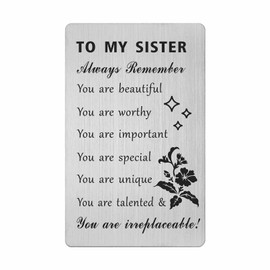 HYHYDHP Sister Birthday Gifts from Sister Brother - Compliment Gifts Wallet Card for Sister - Mothers Day Cards for Sister, to My Beautiful Sister Present