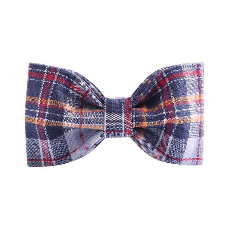 Lionet Paws Cat and Dog Collar with Bowtie,DarkBlue Plaid Cotton