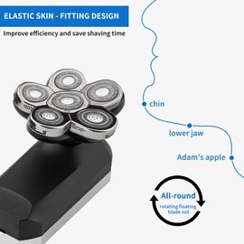 Replacement Blade Head for Bald Razor Men's Electric Twinshaver, 6D Electric Razor Blades Replacement Rotation Razor for Bald Men's Replacement Blade Beard Universal Fast Double Ring Hair Beauty