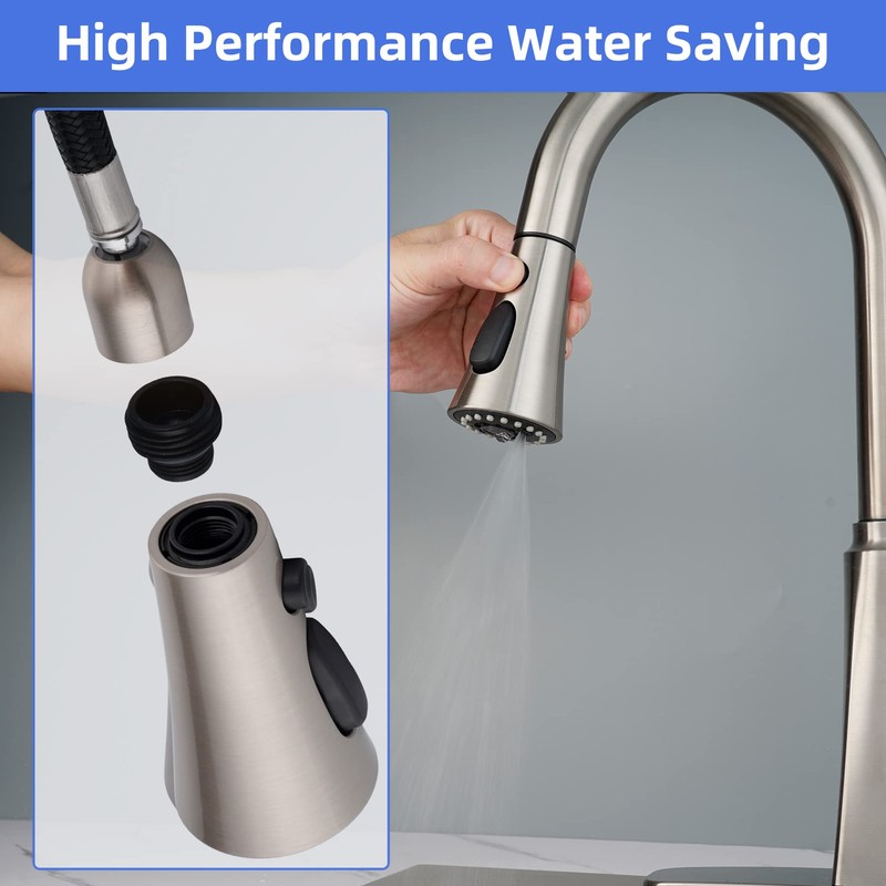 iFealClear Universal Kitchen Faucet Head Replacement, 3 Modes Pull Down