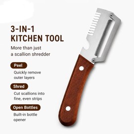 2-in-1 Multifunctional Vegetable Peeler, Stainless Steel Peeler with Wooden Handle, Handheld Peeler Knife with Bottle Opener for Kitchen Fruits Vegetables