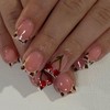 French Tip Press on Nails Medium Square Fake Nails with
