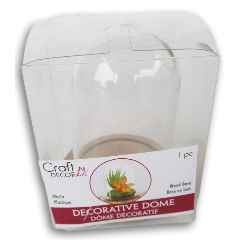 Terrarium Plastic Clear Dome with Wood Base - DIY Crafts