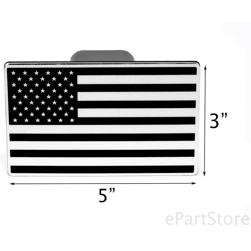 eVerHITCH U.S. American Flag Black & White 5x3 inches Metal