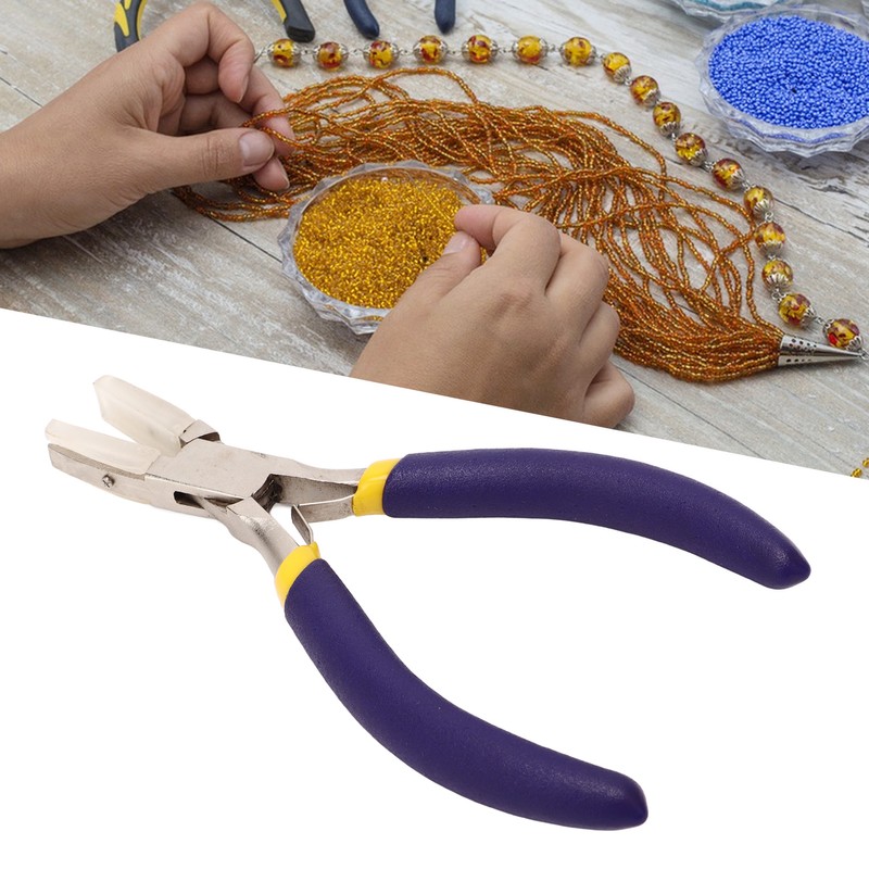 Flat Nose Pliers Blue Handle Double Spring Structure Carbon Steel