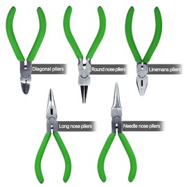 SPEEDWOX Pliers Set of 5 Pliers with Storage Case, Round Pincers, Nipper, Radio Pliers, Lead Pliers, Miniature, Crafting Tool, Lightweight, Small, Spring Included, Cutable, Precision Work, Forging Accessories, Tools, Beads, Crafting Tools, Kit, Repair, M