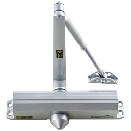 Medium/Heavy Duty Automatic Commercial Door Closer -Boomerang D4016 Surface Mounted, Grade 1- ADA & UL 3 Hour Fire Rated, Adjustable Size 1-6 for Entry & Aluminum Storefronts, Aluminum/Silver (US26D)