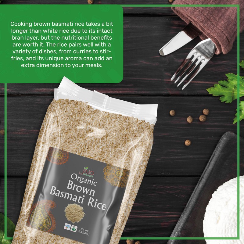 Jiva Organic Brown Basmati Rice 4 Pound Bag - Premium
