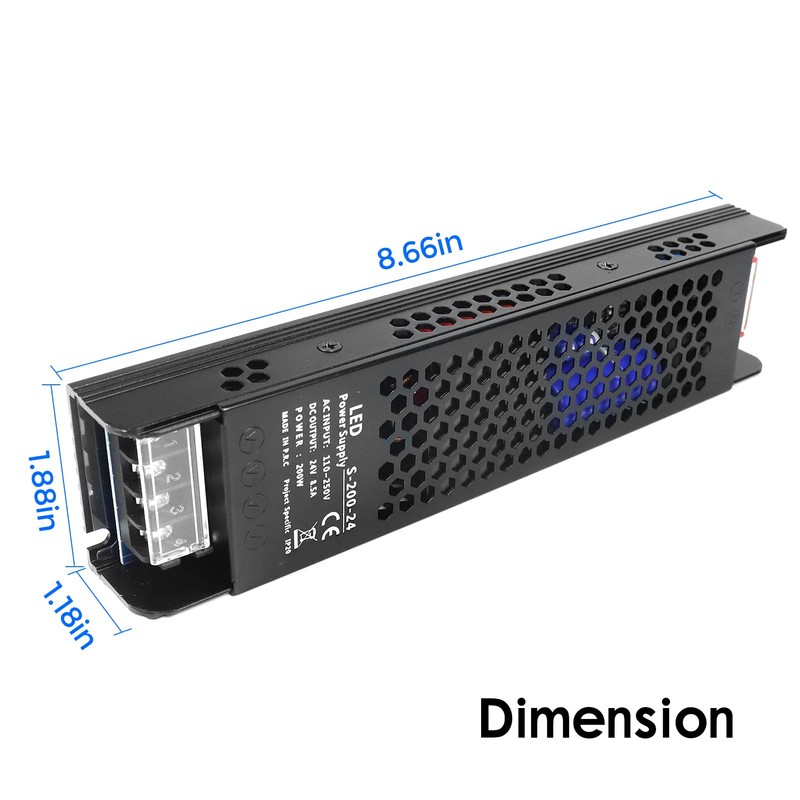 24V 8.5A 200W Universal Regulated Switching Power Supply, 100-250V AC