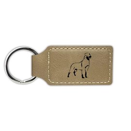 Mister Petlife Rottweiler Keychain Leatherette Rectangle - Laser Engraved - Colors - Key Chain Ring - rotty rott rottie - Light Brown